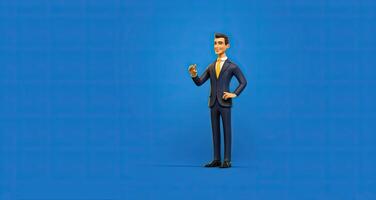Man full length businessman 3D illustration of cartoon men cute character isolated created with technology photo