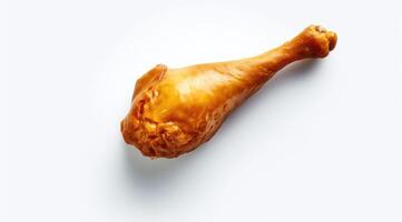 Roasted chicken leg on a white background created with Generative AI technology photo