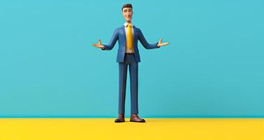 Man full length businessman 3D illustration of cartoon men cute character isolated created with Generative AI technology photo