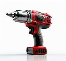 electric cordless screwdriver drill isolated on white background, created with Generative AI technology photo