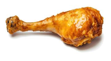 Roasted chicken leg on a white background created with technology photo