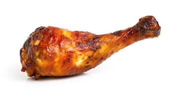 Roasted chicken leg on a white background created with technology photo