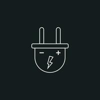 Plug vector icon in line style. Power wire cable flat illustration.