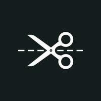 Scissors icon with cut line. Scissor vector illustration.