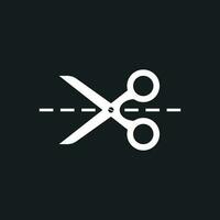 Scissors icon with cut line. Scissor vector illustration.