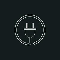 Plug vector icon in line style. Power wire cable flat illustration.