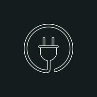 Plug vector icon in line style. Power wire cable flat illustration.