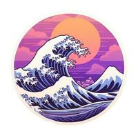 The great wave Japanese synthwave modern aesthetic - 1 photo