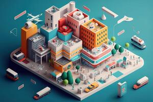 hospital isometric 3d illustration by ai photo