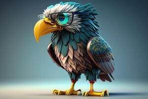 A 3D eagle animal with glasses elements generated by AI photo