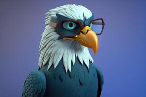 A 3D eagle animal with glasses elements generated by AI photo