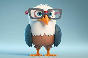 A 3D eagle animal with glasses elements generated by AI photo