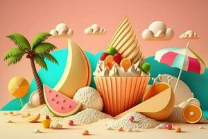A summer-themed 3D background generated by AI photo