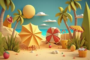 A summer-themed 3D background generated by AI photo