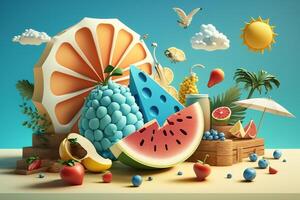 A summer-themed 3D background generated by AI photo