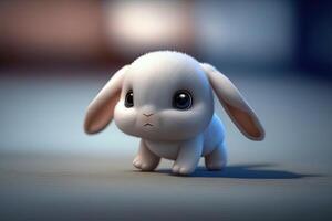 A very cute 3D little bunny generated by AI photo