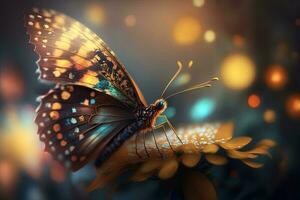 A beautiful butterfly on a blurred background generated by AI photo