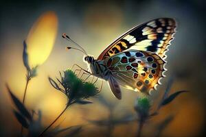 A beautiful butterfly on a blurred background generated by AI photo