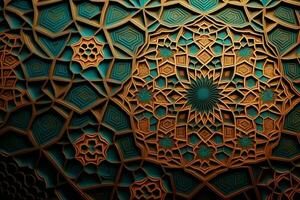 An Islamic Arabian pattern background generated by AI photo