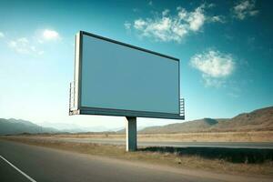 blank white billboard mockup with blue sky view generated by ai photo