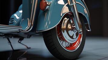 Background of Vespa scooter wheels and rims, generated by AI photo