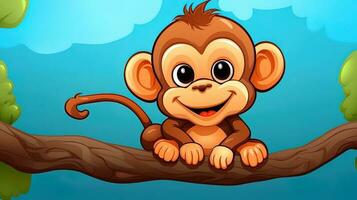 Illustration of a cute monkey icon background, generated by AI photo