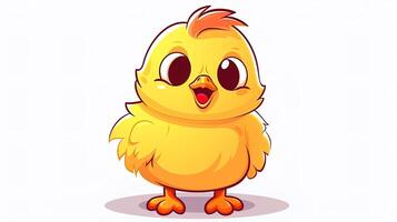 Illustration of a cute chicken on a flat color background, generated by AI photo