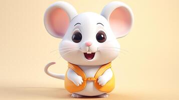 3d linda ratón animal icono, generado por ai foto