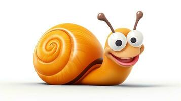 Cute yellow snail on a white background, generated by AI photo