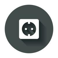 Extension cord vector icon. Electric power socket flat illustration with long shadow.