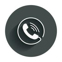 teléfono icono vector, contacto, apoyo Servicio signo. teléfono, comunicación icono en plano estilo con largo sombra. vector