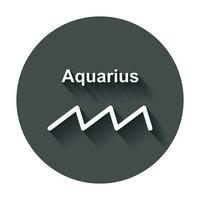 Aquarius zodiac sign. Flat astrology vector illustration with long shadow.