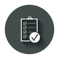 To do list icon. Checklist, task list vector illustration in flat style. Reminder concept icon with long shadow.