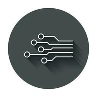 Circuit board icon. Technology scheme symbol flat vector illustration with long shadow.