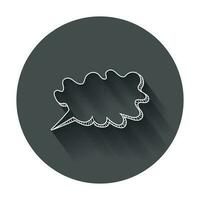 Hand drawn thought speech bubble on black background. Infographic design. Bubble with long shadow. vector