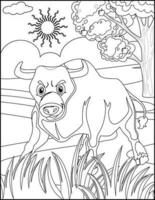 Animal Coloring Page for Kids-Buffalo Coloring Page for Kids vector