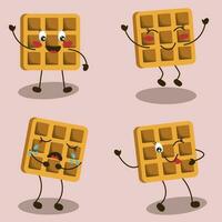 Viennese waffle stickers emotion set of emotions vector