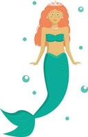 Little mermaid cute illustration bubbles cartoon vector