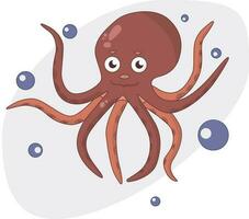 Vector illustration of cartoon octopus