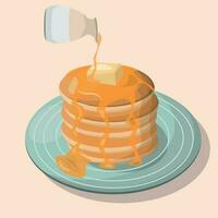 Pancake with maple syrup breakfast sweet breakfast vector