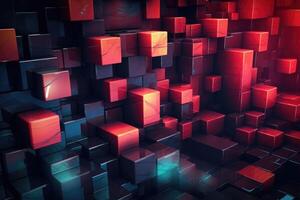Abstract futuristic cubes shape background. Poster with random cubes in empty space. photo