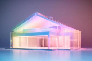 Multicolor acrylic life sized house in the style of light pink and light indigo. Generative AI photo