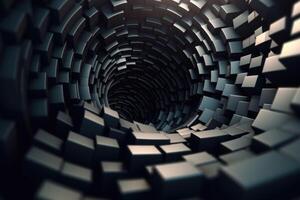 Abstract futuristic cubes shape background. Poster with random cubes in empty space. photo
