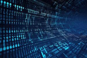 Digital binary data streaming binary code background. Matrix background with digits. photo