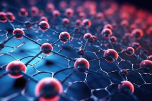 Structure of lattice connecting atoms. Molecule in hi tech style. photo