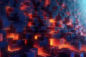 Abstract futuristic cubes shape background. Poster with random cubes in empty space. photo