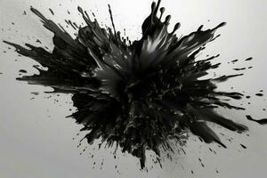 Explosion of black paint on white background. Fluid background. Color explosion. Generative AI photo
