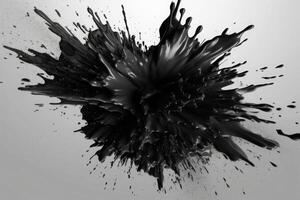 Explosion of black paint on white background. Fluid background. Color explosion. photo
