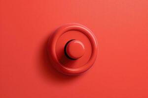 Minimalistic red button. Wall light switch on a red background. Generative AI photo