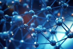 Structure of lattice connecting atoms. Molecule in hi tech style. photo